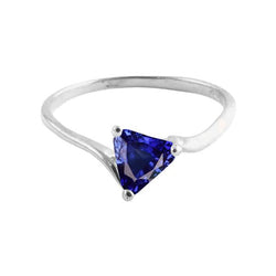 Trillion Solitaire Engagement Ring Deep Blue Sapphire 1 Carat