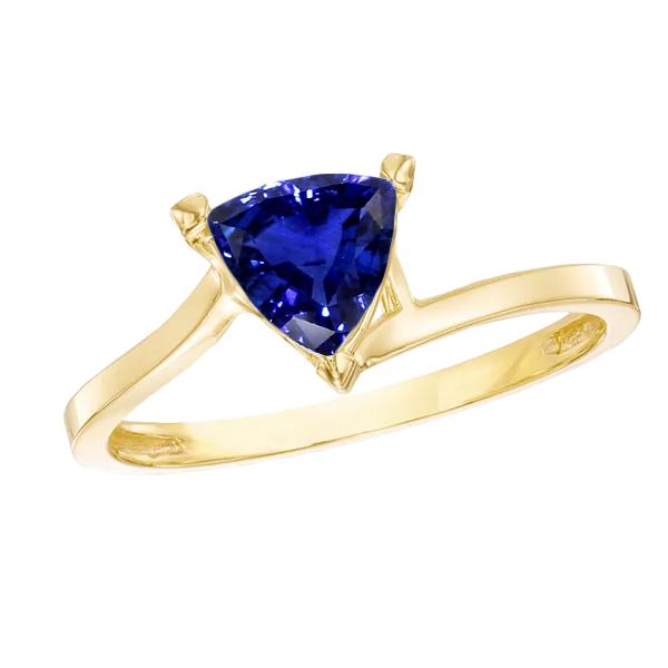 Trillion Solitaire Sapphire Ring 1.50 Carats Bypass Style Yellow Gold - Gemstone Ring-harrychadent.ca