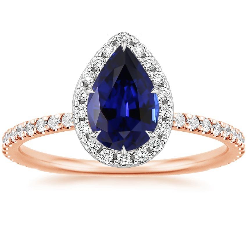 Two Tone Ceylon Pear Sapphire Diamond Engagement Ring 6 Carats New - Gemstone Ring-harrychadent.ca