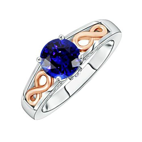 Two Tone Womens Solitaire Ring Vintage Style Blue Sapphire 1.50 Carats - Gemstone Ring-harrychadent.ca