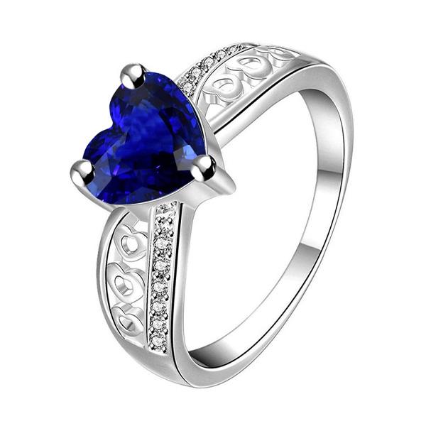 Vintage Style Diamond Ring Heart Shaped Deep Blue Sapphire 2 Carats - Gemstone Ring-harrychadent.ca