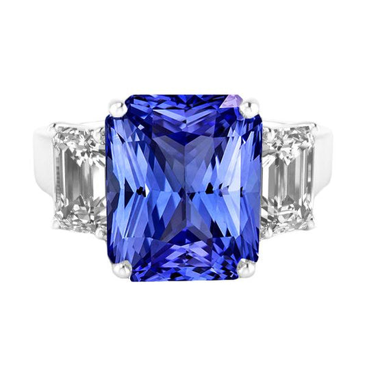 White Gold Emerald Diamond Ring 5 Carats Natural Sapphire Jewelry 14K - Gemstone Ring-harrychadent.ca