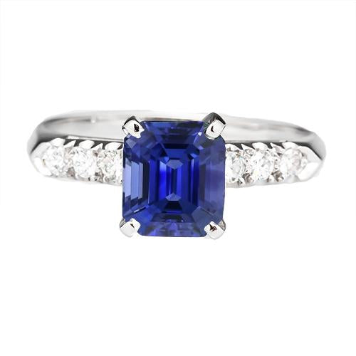 White Gold Engagement Sri Lankan Sapphire Ring & Diamonds 2.50 Carats - Gemstone Ring-harrychadent.ca