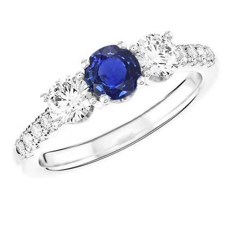 White Gold Gemstone Ring With Accents 2 Carats Natural Blue Sapphire - Gemstone Ring-harrychadent.ca