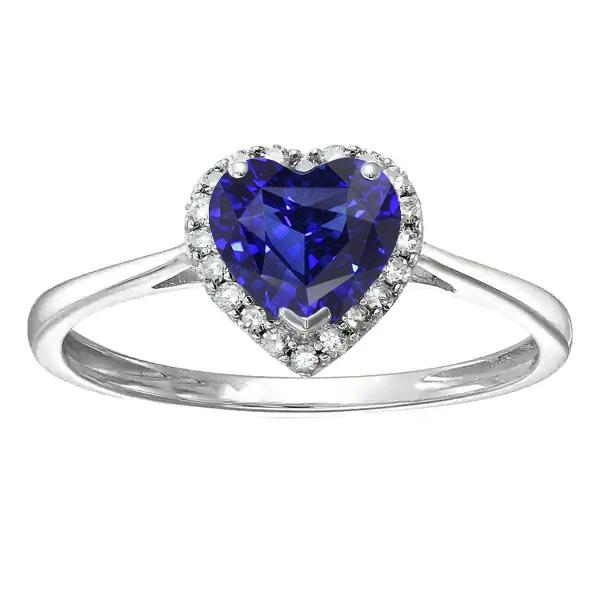 White Gold Halo Ring Heart Blue Sapphire & Diamonds 3 Carats Jewelry - Gemstone Ring-harrychadent.ca