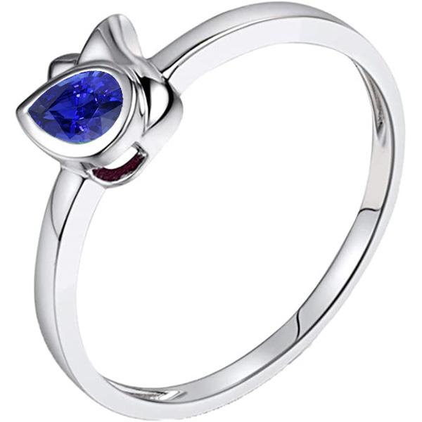 White Gold Solitaire Anniversary Ring Bezel Set Blue Sapphire 1 Carat - Gemstone Ring-harrychadent.ca