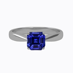 White Gold Solitaire Ring Asscher Cut Sapphire Jewelry 1.50 Carats