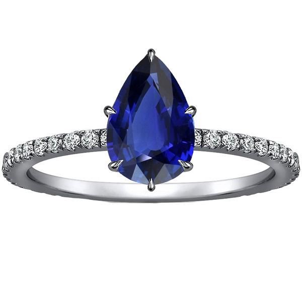 White Gold Solitaire Ring Blue Sapphire With Diamond Accents 5 Carats - Gemstone Ring-harrychadent.ca