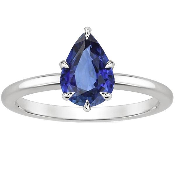 White Gold Solitaire Ring Ceylon Sapphire Prong Set Jewelry 4 Carats - Gemstone Ring-harrychadent.ca