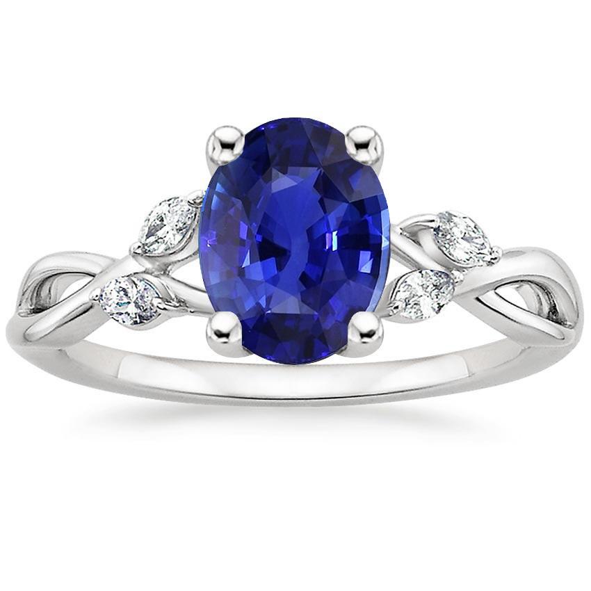 Women Anniversary Ring Blue Sapphire & Marquise Accents 2.50 Carats - Gemstone Ring-harrychadent.ca