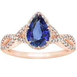 Women Blue Sapphire Ring Twist Style With Natural Earth Mined Diamond Accents 4.75 Carats