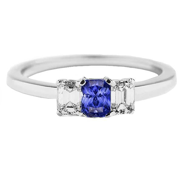 Women Diamond Anniversary Ring Radiant Cut Ceylon Sapphire 1.50 Carats - Gemstone Ring-harrychadent.ca