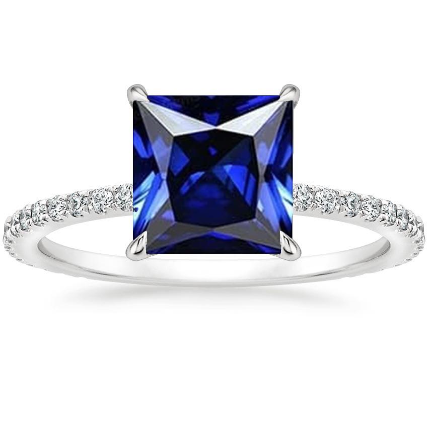 Women Diamond & Blue Sapphire Engagement Ring With Accents 6 Carats - Gemstone Ring-harrychadent.ca