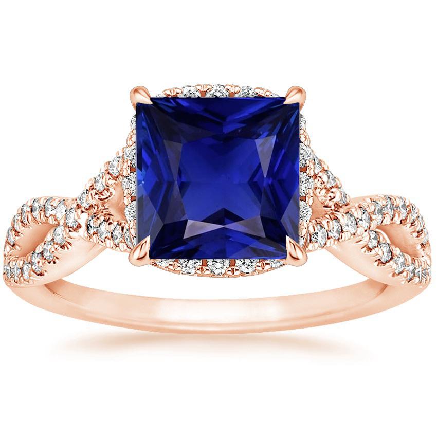 Women Diamond Ring Princess Ceylon Sapphire With Accents 6.25 Carats - Gemstone Ring-harrychadent.ca