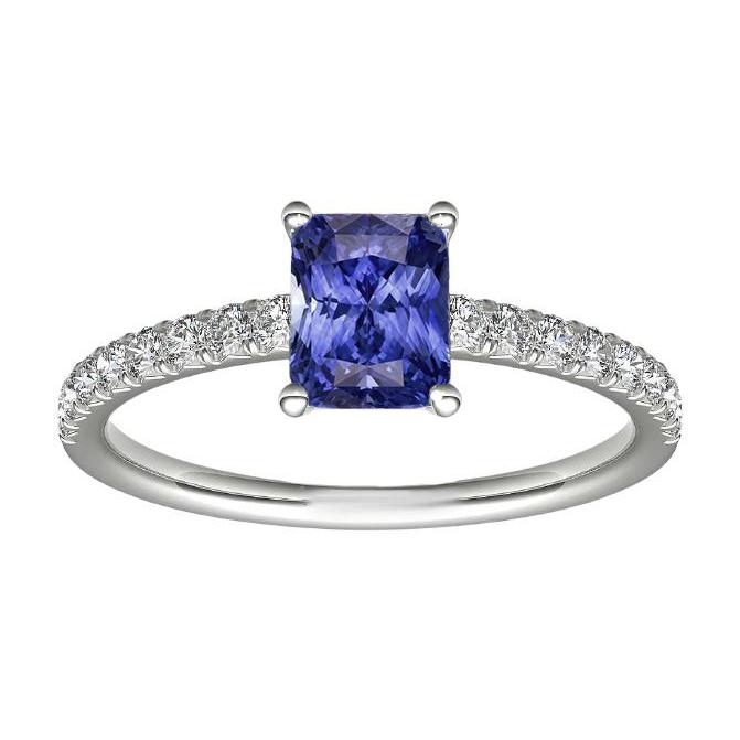 Women Diamond Ring With Radiant Blue Sapphire Gemstone Jewelry 3 Carat - Gemstone Ring-harrychadent.ca