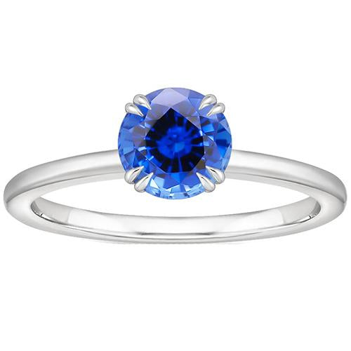 Women Engagement Ring 2 Carats New White Gold Solitaire Blue Sapphire - Gemstone Ring-harrychadent.ca