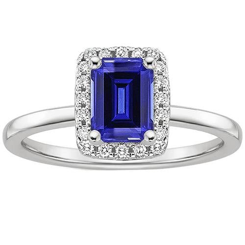 Women Engagement Ring Emerald Sri Lankan Sapphire & Diamond 4 Carats - Gemstone Ring-harrychadent.ca