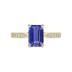 Women Gemstone Jewelry Blue Sapphire Ring Accented Natural Earth Mined Diamonds 3 Carats