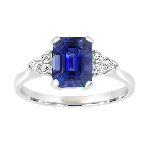 Women Gemstone Ring Emerald Ceylon Sapphire & Round Diamonds 3 Carats - Gemstone Ring-harrychadent.ca