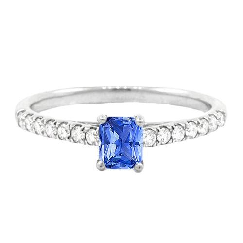 Women Gemstone Ring With Diamonds Radiant Cut Sapphire 1.50 Carats - Gemstone Ring-harrychadent.ca