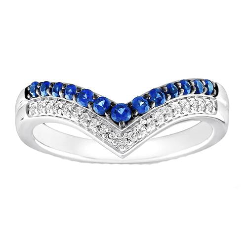 Women Gold Ring Enhancer Round Diamond & Blue Sapphire Stones 2 Carats - Gemstone Ring-harrychadent.ca