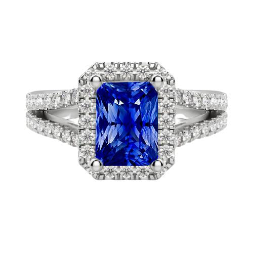 Women Halo Ring Round Diamond Radiant Cut Sapphire Jewelry 3.50 Carats - Gemstone Ring-harrychadent.ca