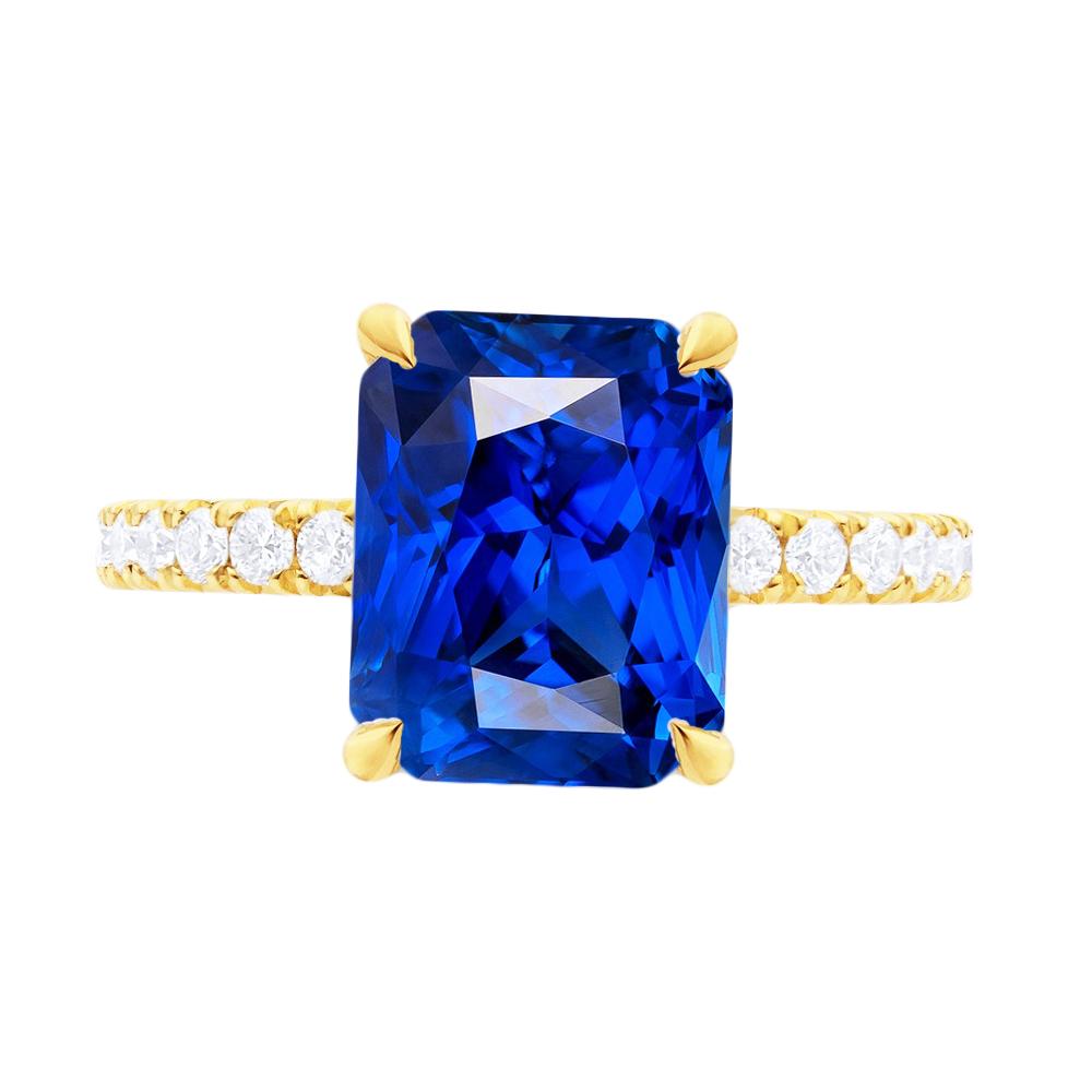 Women Round Diamond Jewelry New Radiant Ceylon Sapphire Ring 4 Carats - Gemstone Ring-harrychadent.ca