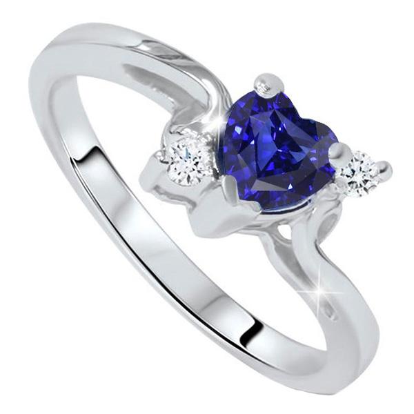 Women's 3 Stone Heart Ceylon Sapphire & Round Diamond Ring 1.75 Carats - Gemstone Ring-harrychadent.ca