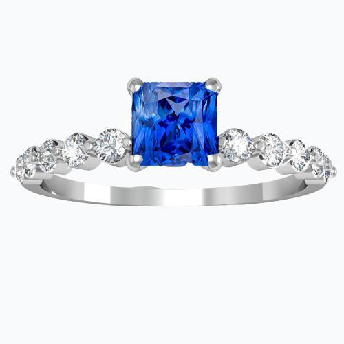 Women's Diamond Anniversary Ring Radiant Deep Blue Sapphire 2 Carats - Gemstone Ring-harrychadent.ca