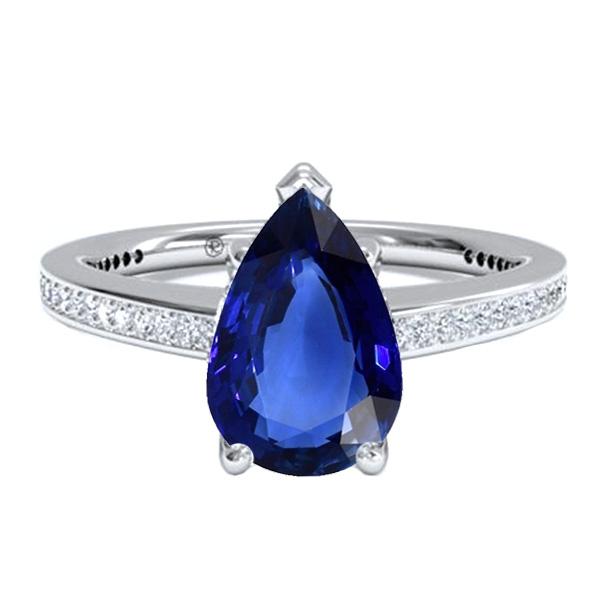 Women’s Diamond Jewelry Blue Sapphire Ring White Gold 14K 4.50 Carats - Gemstone Ring-harrychadent.ca