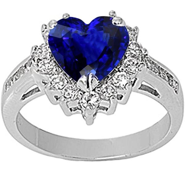 Women’s Diamond Jewelry Heart Ceylon Sapphire Ring 3.50 Carats - Gemstone Ring-harrychadent.ca