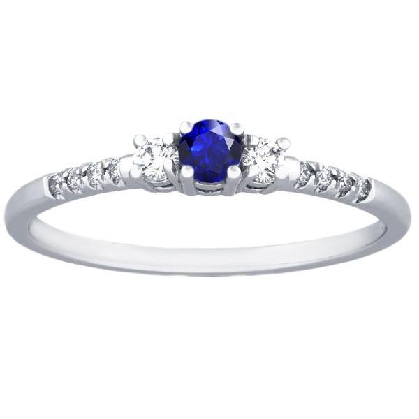 Women's Diamond Ring 1.50 Carats 3 Stone Style Blue Sapphire Round Cut - Gemstone Ring-harrychadent.ca