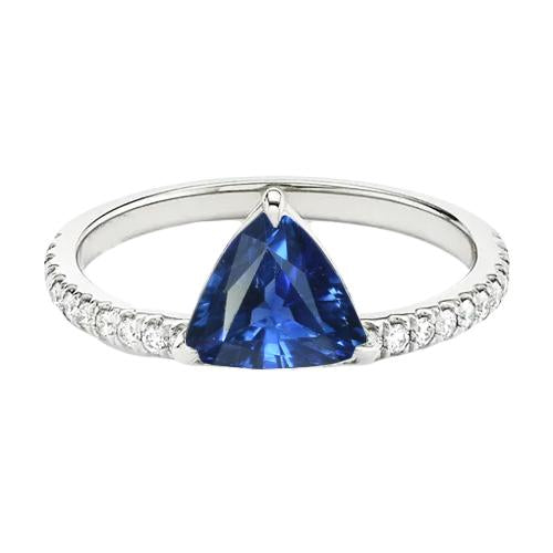 Women's Diamond Ring 2 Carats Blue Sapphire Trillion Cut White Gold - Gemstone Ring-harrychadent.ca