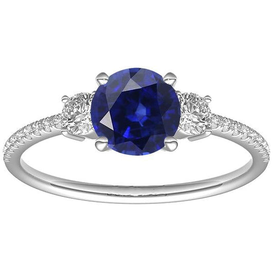 Women's Diamond Sapphire Ring 3.50 Carats Round Cut Gold With Accents - Gemstone Ring-harrychadent.ca