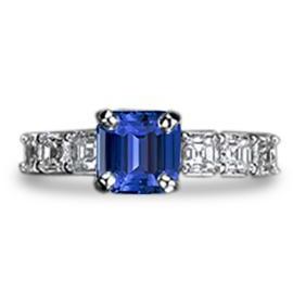 Women's Emerald Gemstone Ring With Accents 2.50 Carats Ceylon Sapphire - Gemstone Ring-harrychadent.ca