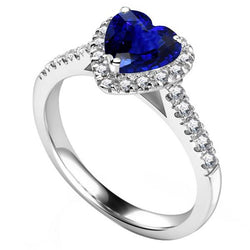 Women's Gemstone Jewelry Ceylon Sapphire Halo Natural Earth Mined Diamond Ring 3.50 Carats