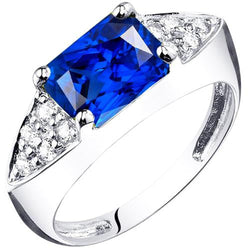 Women's Gold Diamond Anniversary Blue Sapphire Fancy Ring 3.50 Carats