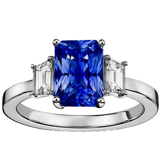 Women's Gold Gemstone Ring Emerald Diamond Ceylon Sapphire 3.50 Carats - Gemstone Ring-harrychadent.ca