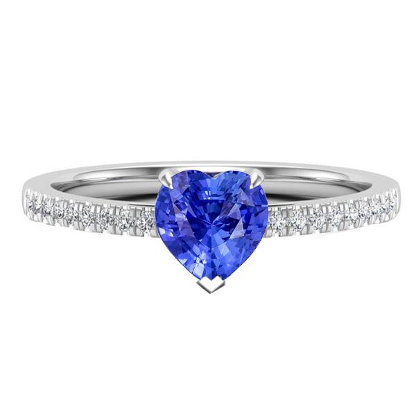 Women's Ring Heart Ceylon Sapphire With Pave Diamond Accents 2 Carats - Gemstone Ring-harrychadent.ca