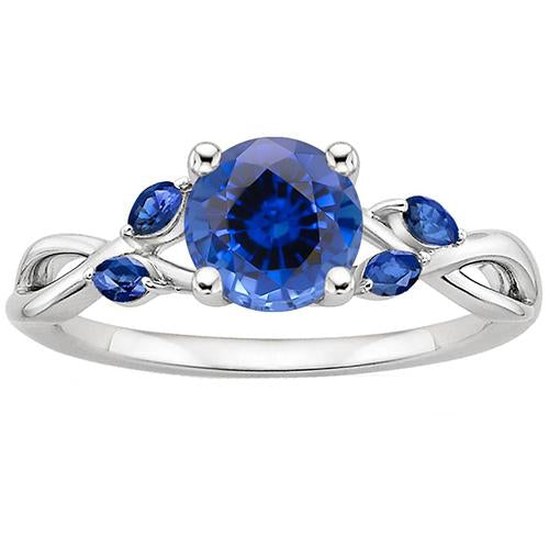 Women's Ring Round & Marquise Ceylon Sapphire Gemstones 2.50 Carats - Gemstone Ring-harrychadent.ca