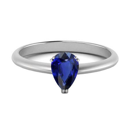 Women's Solitaire Pear Blue Sapphire Ring 1 Carat Double Prong Set - Gemstone Ring-harrychadent.ca