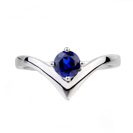 Women's Solitaire Ring Enhancer Round Cut Blue Sapphire 1 Carat - Gemstone Ring-harrychadent.ca