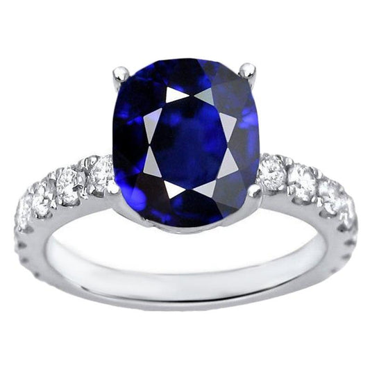 Women Solitaire Oval Cut Sapphire Ring & Accented Diamonds 5.50 Carats - Gemstone Ring-harrychadent.ca