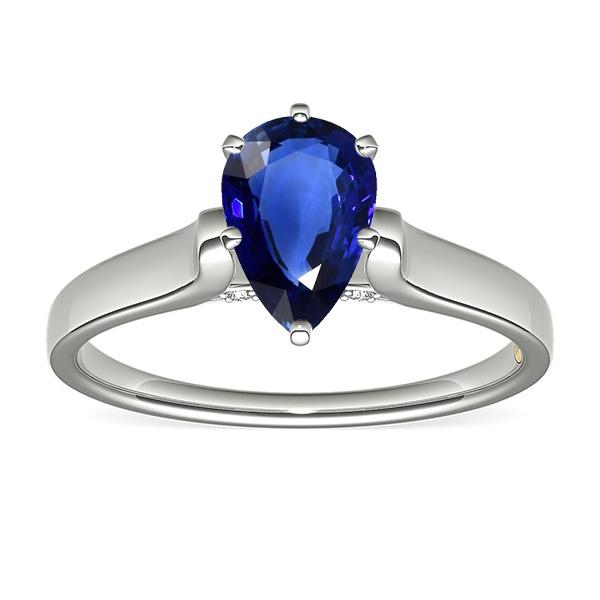 Women Solitaire Pear Sri Lankan Sapphire Ring White Gold 2 Carats - Gemstone Ring-harrychadent.ca