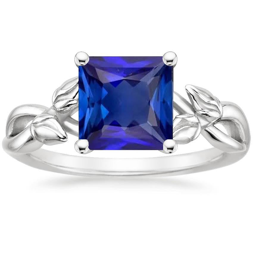 Women Solitaire Ring 5 Carats Princess Blue Sapphire Stone White Gold - Gemstone Ring-harrychadent.ca