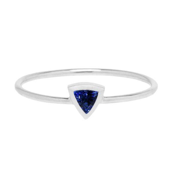 Women Solitaire Ring Bezel Set Trillion Cut Blue Sapphire 0.50 Carats - Gemstone Ring-harrychadent.ca