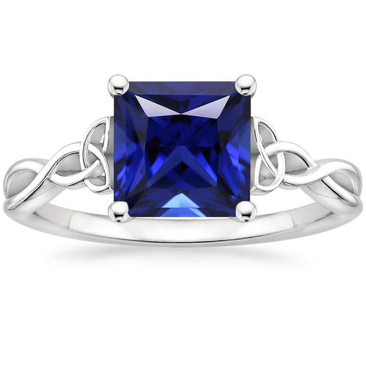 Women Solitaire Ring Blue Sapphire 5 Carat Princess Cut - Gemstone Ring-harrychadent.ca