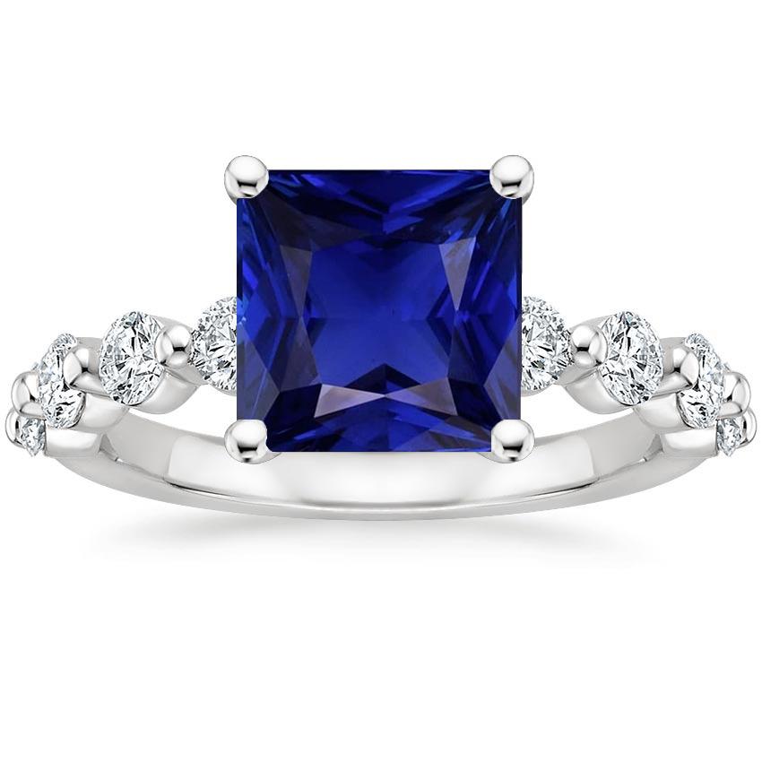 Women Solitaire Ring With Accents 6 Carats Princess Cut Blue Sapphire - Gemstone Ring-harrychadent.ca