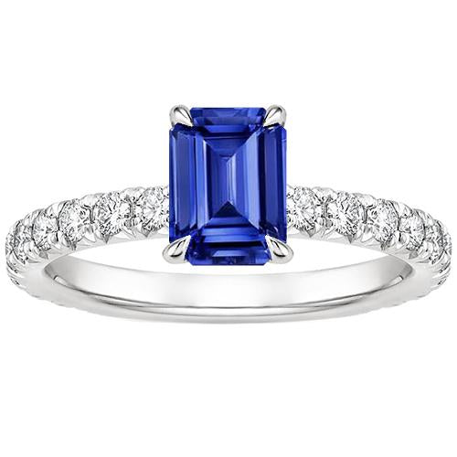 Women Solitaire Ring With Accents Blue Sapphire & Diamond 4.50 Carats - Gemstone Ring-harrychadent.ca