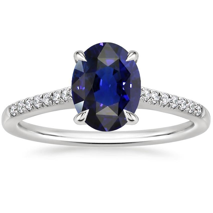 Women Solitaire With Accents Ring Sri Lankan Sapphire 3.50 Carats - Gemstone Ring-harrychadent.ca